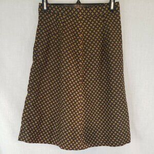 Vintage 70's Mini Skirt Novelty Sunflower Print Knit A-line Hippie Woodstock